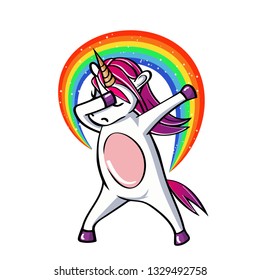 Colorful Cartoon Dancing Dab Unicorn Rainbow Stock Vector (Royalty Free ...