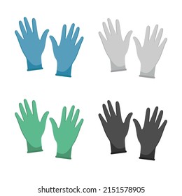 Colorful cartoon disposable nitrile gloves set. Protective wear for hair coloring. Hairdresser equipment vector illustration 