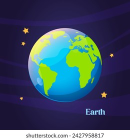Colorful cartoon Earth planet illustration