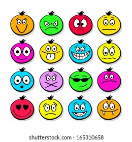 Colorful cartoon emoticons.