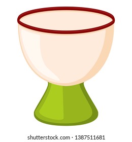 Colorful cartoon empty egg cup. Breakfast utensil. Easter themed vector illustration for icon, stamp, label, certificate, brochure, gift card, poster, coupon or banner decoration