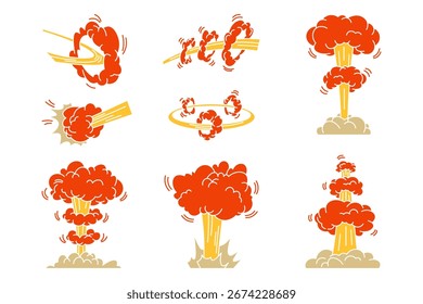 Colorful Cartoon Explosion Vector Set