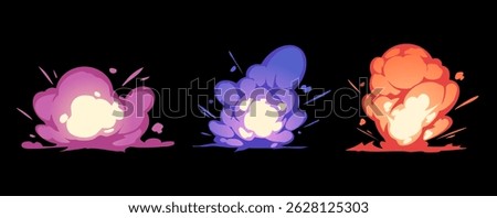 Colorful cartoon explosions vector bundle