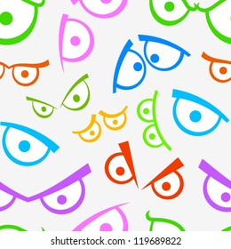Colorful cartoon eyes seamless pattern.