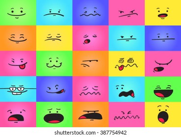 Colorful cartoon faces