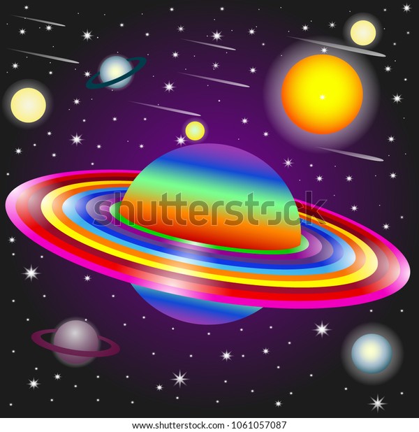 Colorful cartoon
fantasy planets 
background