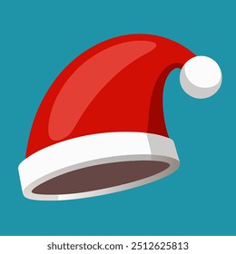 Um desenho animado colorido com um chapéu de Papai Noel sobre um fundo azul