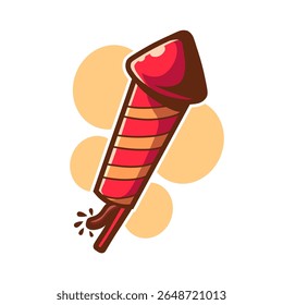 Colorful Cartoon Firework Rocket Icon Festive Celebration Design