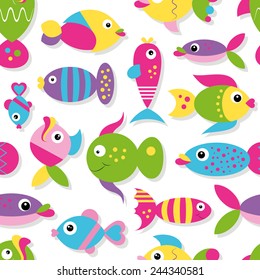 colorful cartoon fish collection pattern 