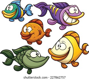 Colorful cartoon fish. Vector clip art illustration with simple gradients. Each on a separate layer.