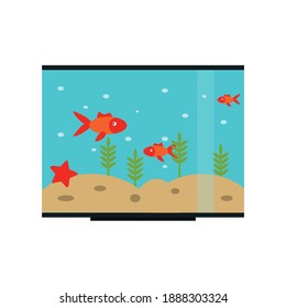 Colorful cartoon flat aquarium with marine pets. Vector illustration