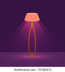 Colorful cartoon floor lamp light  icon for home appliance indoor furniture. Vector flat isolated interior design element. Clipart for web, advertising, banners.