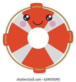 colorful cartoon flotation hoop with rope vector illustration