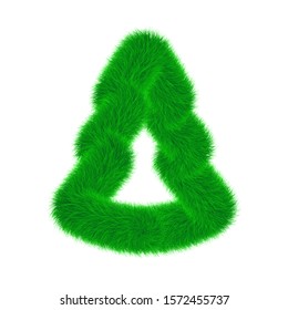 Colorful cartoon fluffy and furry christmas tree. Fur christmas tree and element. Vector isolated on white background. Funny fur element for Christmas.