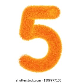 Colorful cartoon fluffy and furry numbers. Fur number and element. Vector isolated on white background. Funny fur element for game design. - Vector, EPS10