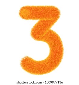 Colorful cartoon fluffy and furry numbers. Fur number and element. Vector isolated on white background. Funny fur element for game design. - Vector, EPS10