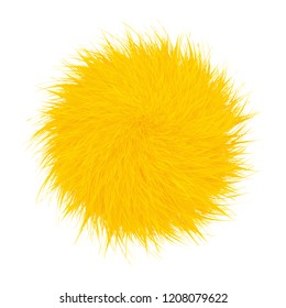 Colorful cartoon fluffy and furry pompons. Fur ball and element.  Vector isolated on white background. Funny fur element for game design.
