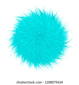 Colorful cartoon fluffy and furry pompons. Fur ball and element.  Vector isolated on white background. Funny fur element for game design.