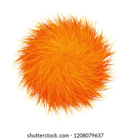 Colorful cartoon fluffy and furry pompons. Fur ball and element.  Vector isolated on white background. Funny fur element for game design.