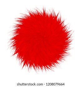 Colorful cartoon fluffy and furry pompons. Fur ball and element.  Vector isolated on white background. Funny fur element for game design.