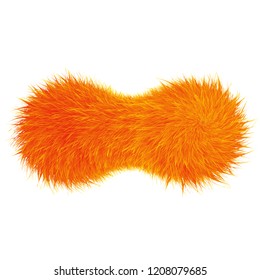 Colorful cartoon fluffy and furry pompons. Fur ball and element.  Vector isolated on white background. Funny fur element for game design.