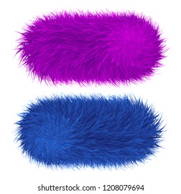 Colorful cartoon fluffy and furry pompons. Fur ball and element.  Vector isolated on white background. Funny fur element for game design.