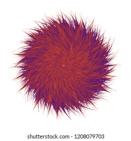 Colorful cartoon fluffy and furry pompons. Fur ball and element.  Vector isolated on white background. Funny fur element for game design.