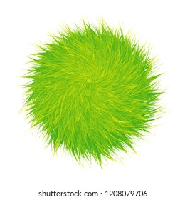Colorful cartoon fluffy and furry pompons. Fur ball and element.  Vector isolated on white background. Funny fur element for game design.