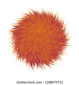 Colorful cartoon fluffy and furry pompons. Fur ball and element.  Vector isolated on white background. Funny fur element for game design.