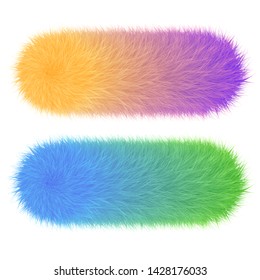 Colorful cartoon fluffy and furry pompons. Fur ball and element.  Vector isolated on white background. Funny fur element for game design.