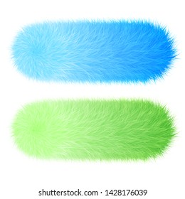 Colorful cartoon fluffy and furry pompons. Fur ball and element.  Vector isolated on white background. Funny fur element for game design.