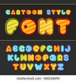 Colorful cartoon font. Cute vector alphabet. Baby font