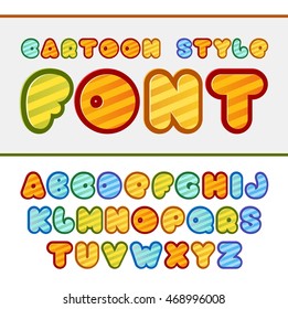 Colorful cartoon font. Cute vector alphabet. Baby font