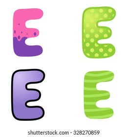 Colorful cartoon font type letter E