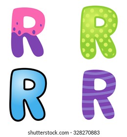 Colorful cartoon font type letter R