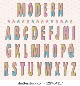 Colorful cartoon font with colorful volume letters