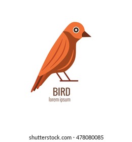 Colorful cartoon forest bird logo isolated illustration. Vector european forest bird icon made in flat style.