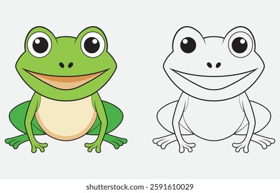 Colorful cartoon frog vector art Illustration Isolated on white background
