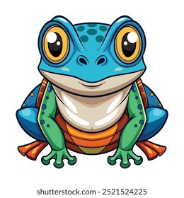 Colorful Cartoon Frog Vector Illustration with Big Eyes and Bright Colors