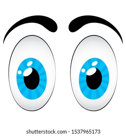 Colorful Cartoon Funny Blue  Eyes. Vector Isolated illustration on white background