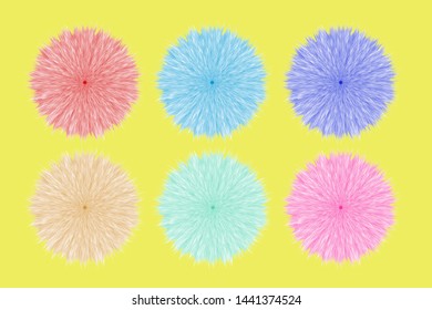 Colorful cartoon furry balls. Vector illustration