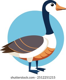 Colorful Cartoon Goose Illustration with White Background, Commercial