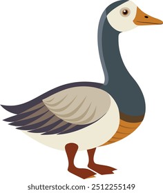 Colorful Cartoon Goose Illustration with White Background, comercial 