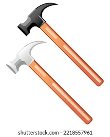 Colorful cartoon hammer. Carpenter's tools for home repair. Construction themed vector illustration for icons, logos, stickers, patches, labels, signs, badges or certificates