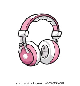 Colorful cartoon headphones illustration, representing music, audio devices, modern sound equipment, and vibrant digital fun