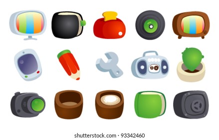 Colorful cartoon icons set.