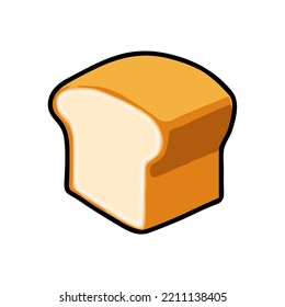 Colorful cartoon illustration of a bread on white background. Vector