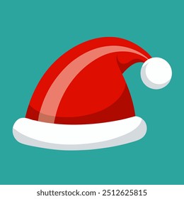 A colorful cartoon illustration featuring a santa hat against a blue background