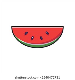 Colorful cartoon illustration of a watermelon slice. Ideal for food-related designs, summer themes, or playful graphics.