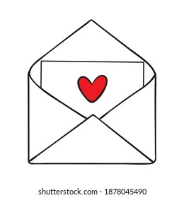 Colorful cartoon letter. Envelope with love message. St Valentine day themed vector illustration for icon.